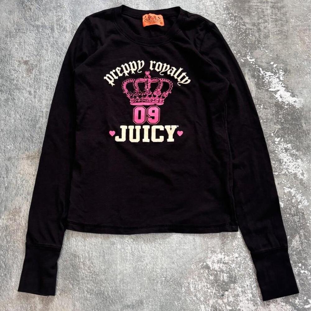 Y2K Juicy couture Black Long Sleeve Shirt! Preppy Royalty Juicy Size Small